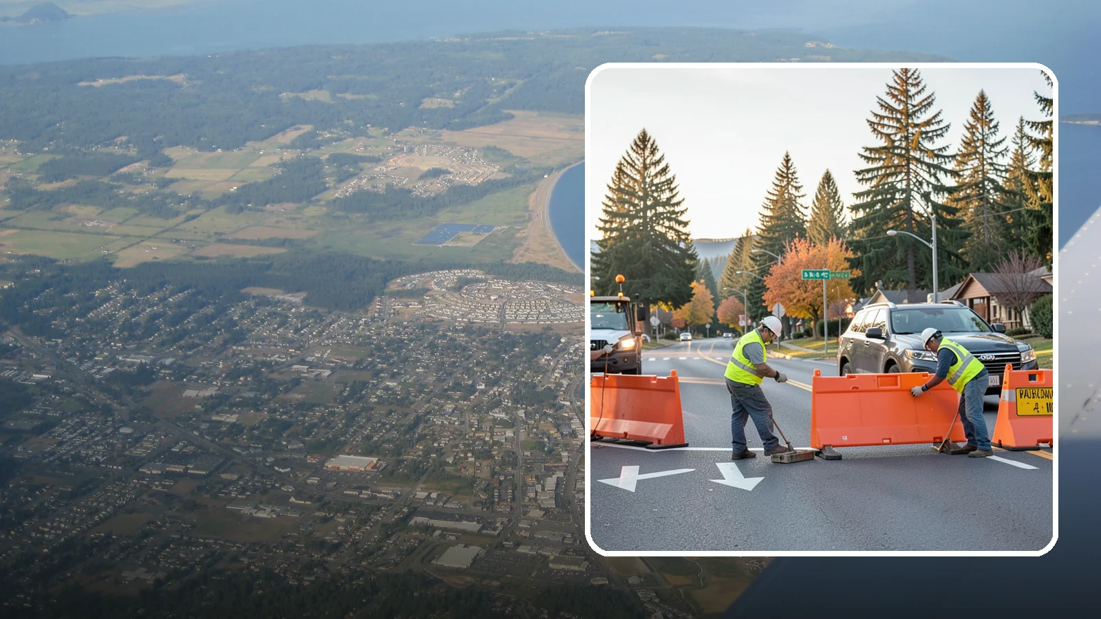 Detour Signage Setup in Oak Harbor, Island County, WA - Detour signage setup routes the traveling public safely around road closures and construction.
