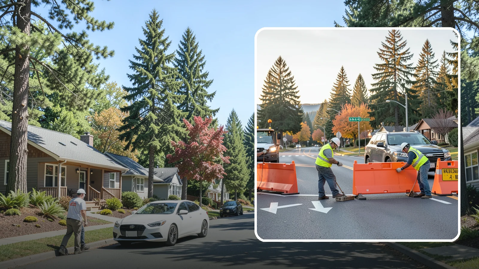 Detour Signage Setup in Orting, Pierce County, WA - Detour signage setup routes the traveling public safely around road closures and construction.