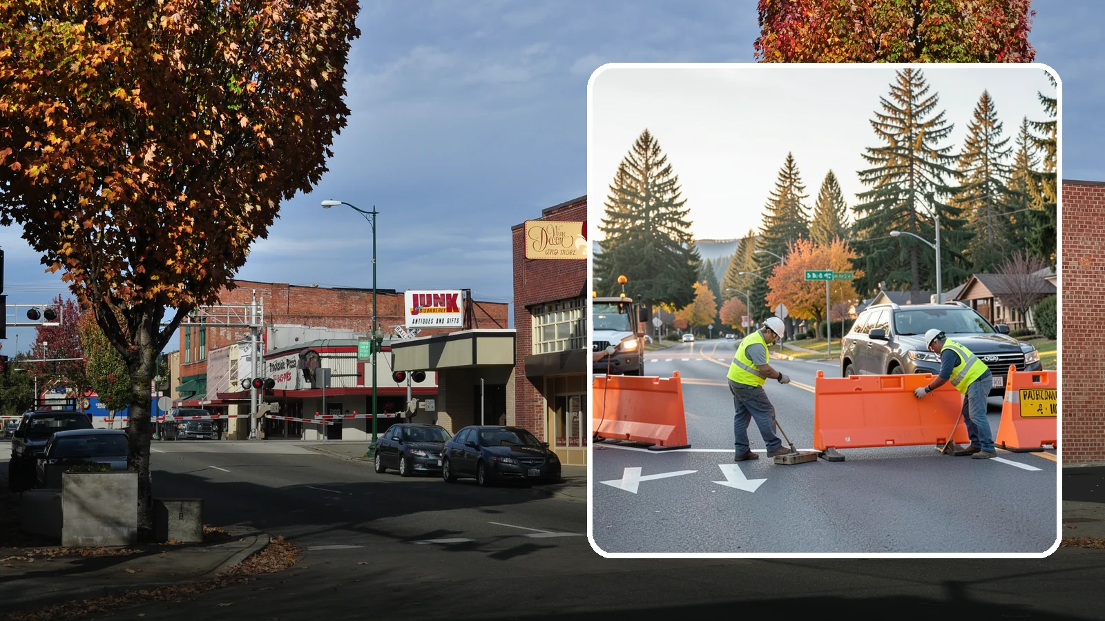 Detour Signage Setup in Puyallup, Pierce County, WA - Detour signage setup routes the traveling public safely around road closures and construction.