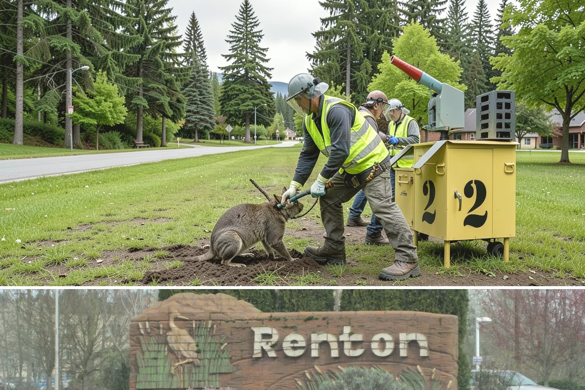 Detour Signage Setup in Renton, King County, WA - Detour signing accompanies the summer roadwork season and is deployed rapidly for winter storm closures.