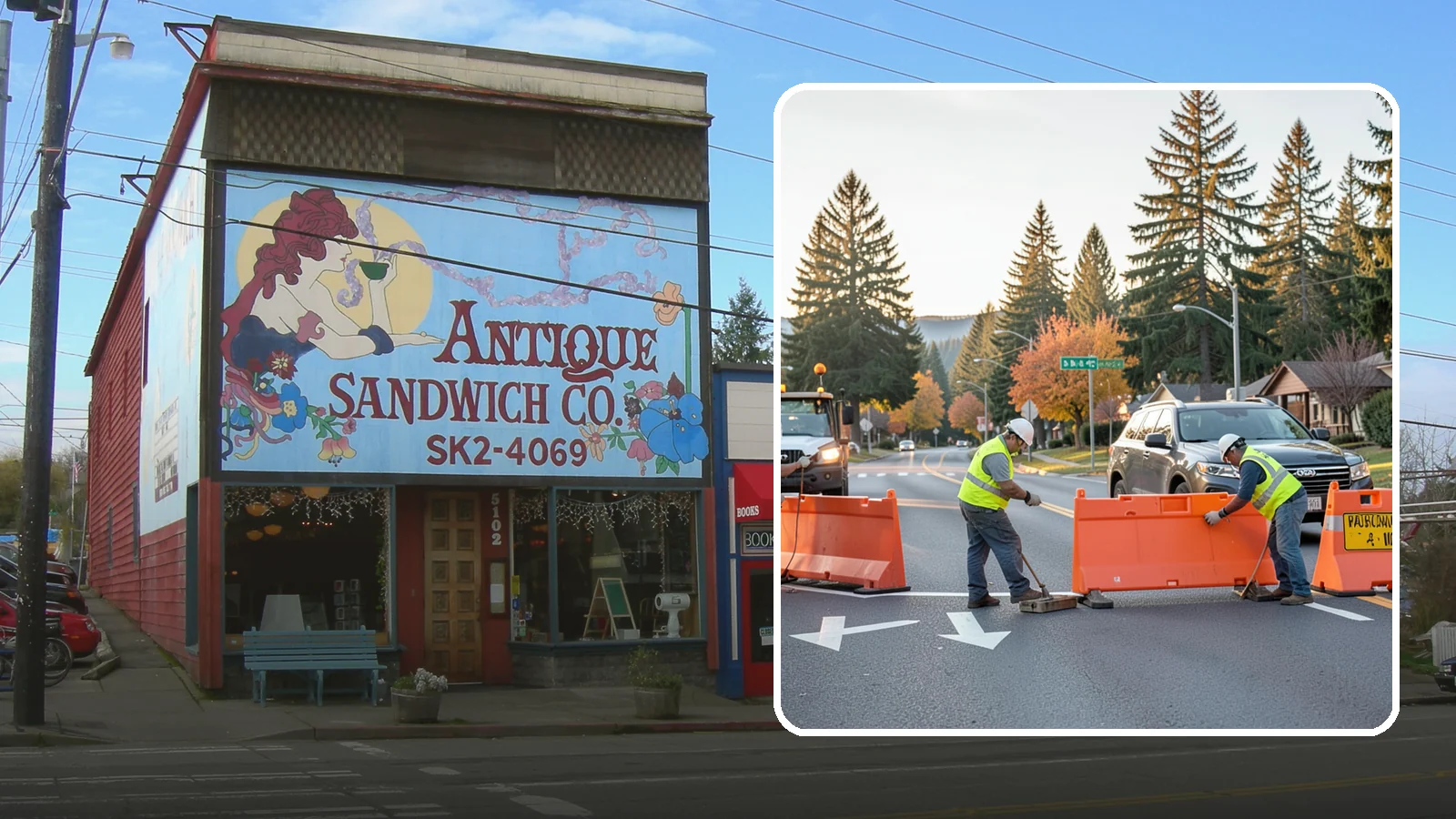 Detour Signage Setup in Ruston, Pierce County, WA - Detour signage setup routes the traveling public safely around road closures and construction.
