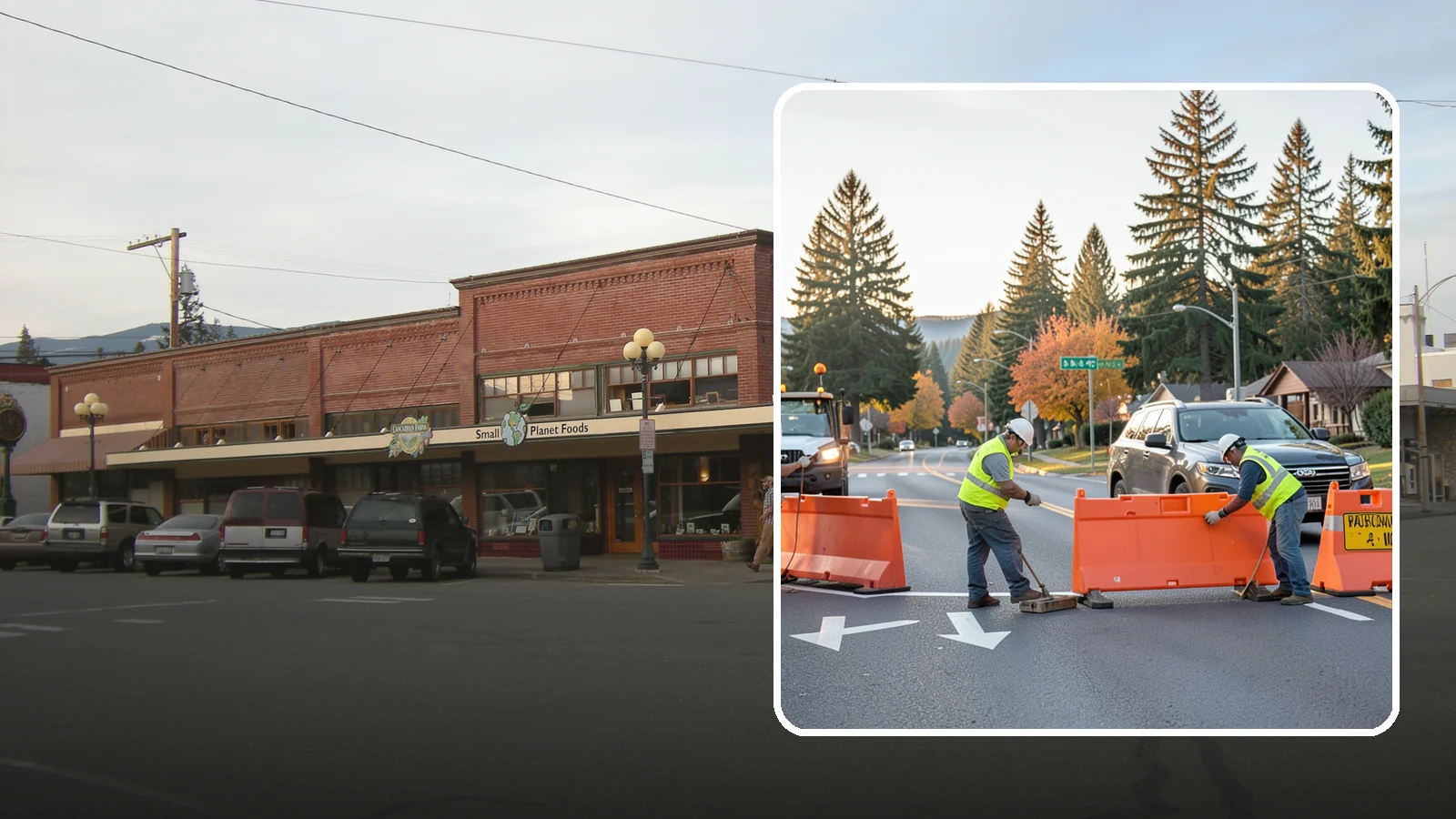 Detour Signage Setup in Sedro-Woolley, Skagit County, WA - Detour signage setup routes the traveling public safely around road closures and construction.