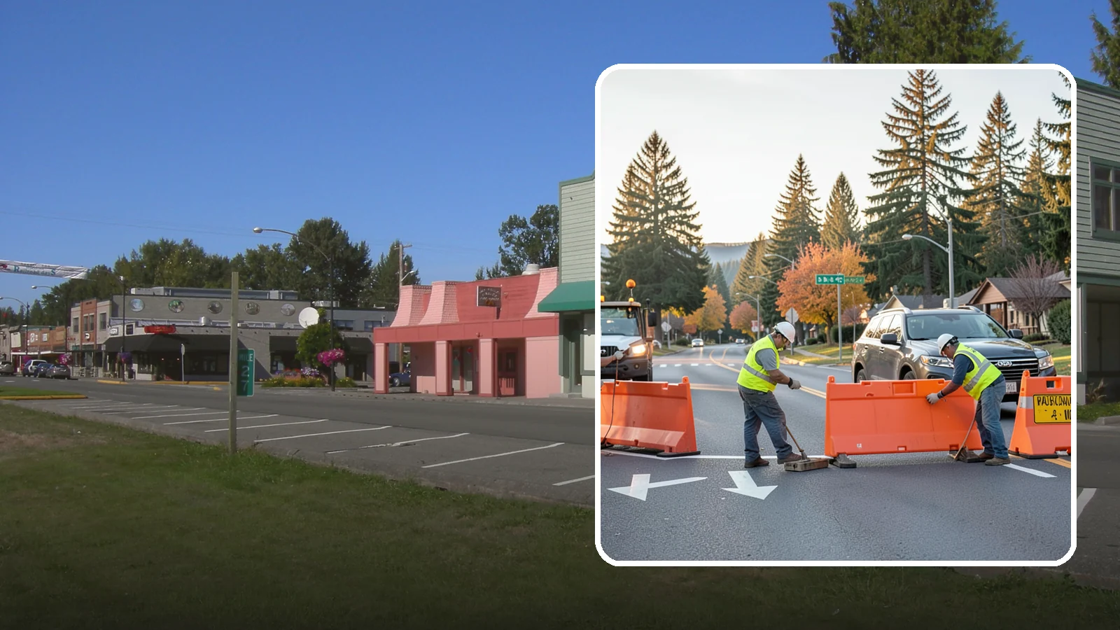 Detour Signage Setup in Snoqualmie, King County, WA - Detour signage setup routes the traveling public safely around road closures and construction.