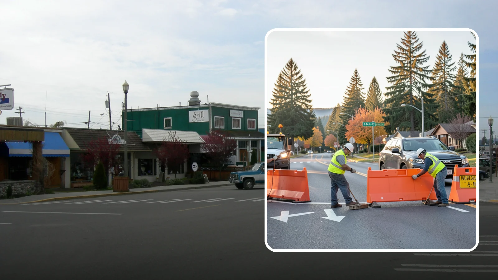 Detour Signage Setup in Stanwood, Snohomish County, WA - Detour signage setup routes the traveling public safely around road closures and construction.