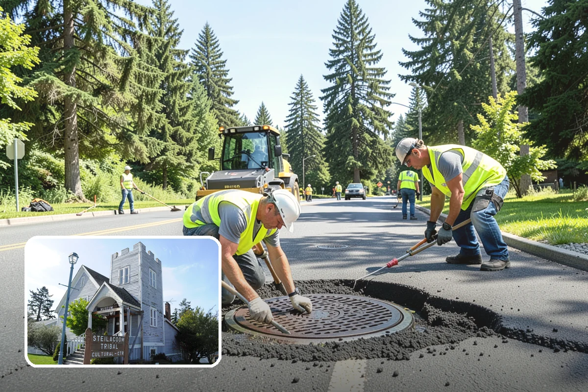 Detour Signage Setup in Steilacoom, Pierce County, WA - Clear guidance around closures