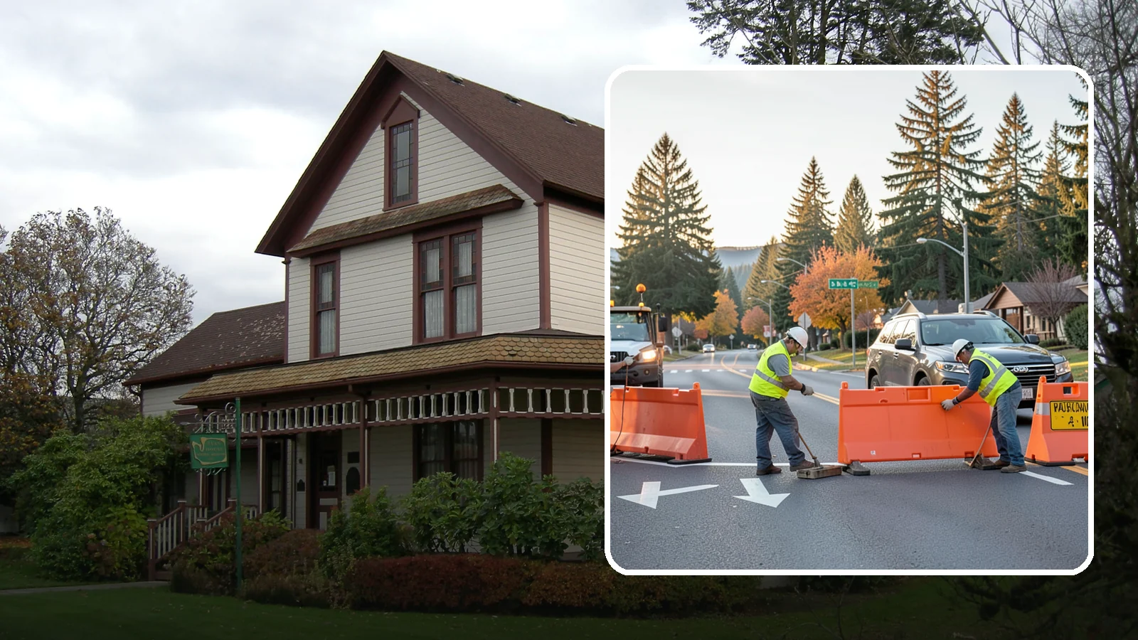 Detour Signage Setup in Sumner, Pierce County, WA - Detour signage setup routes the traveling public safely around road closures and construction.