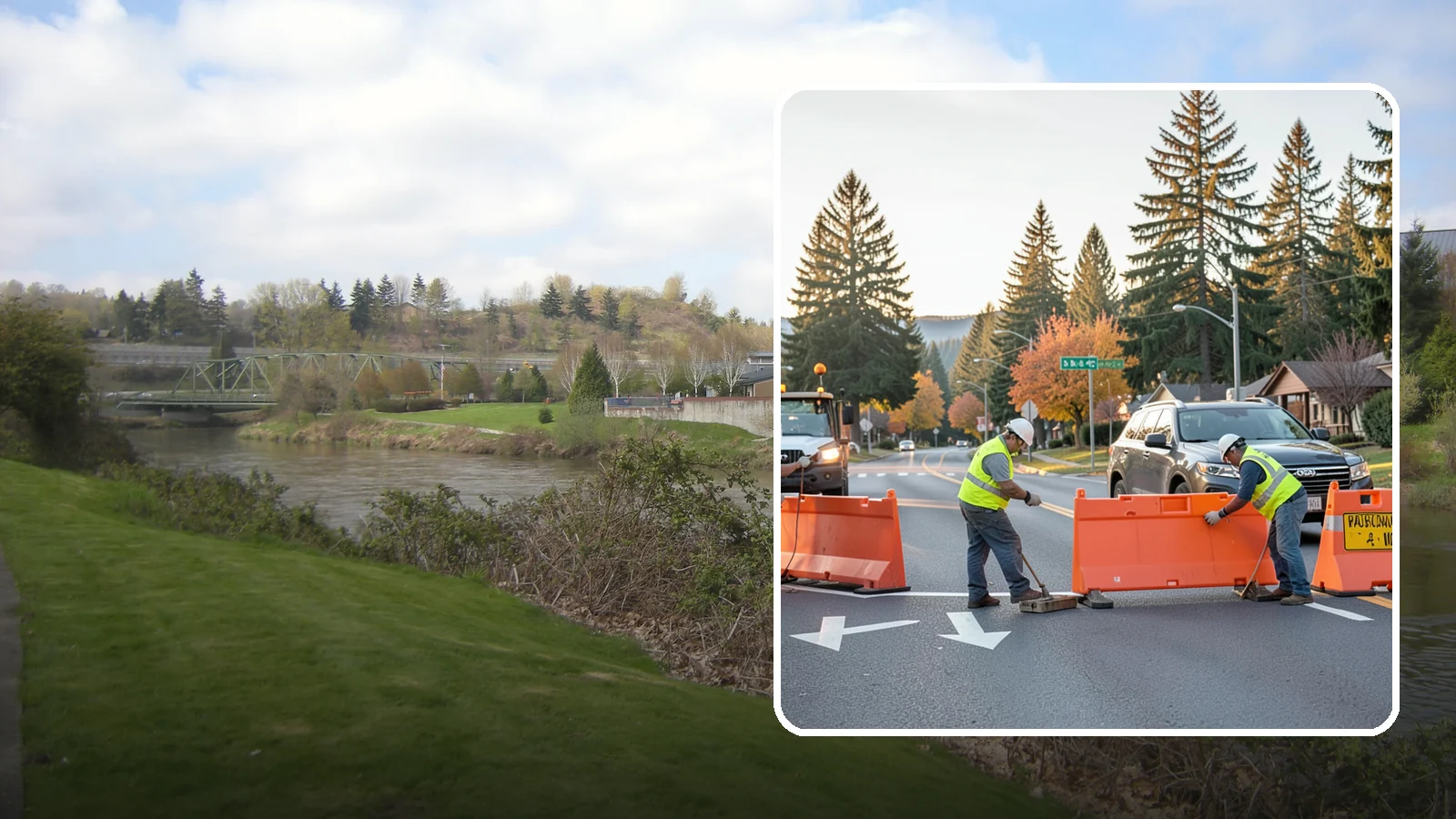 Detour Signage Setup in Tukwila, King County, WA - Detour signage setup routes the traveling public safely around road closures and construction.