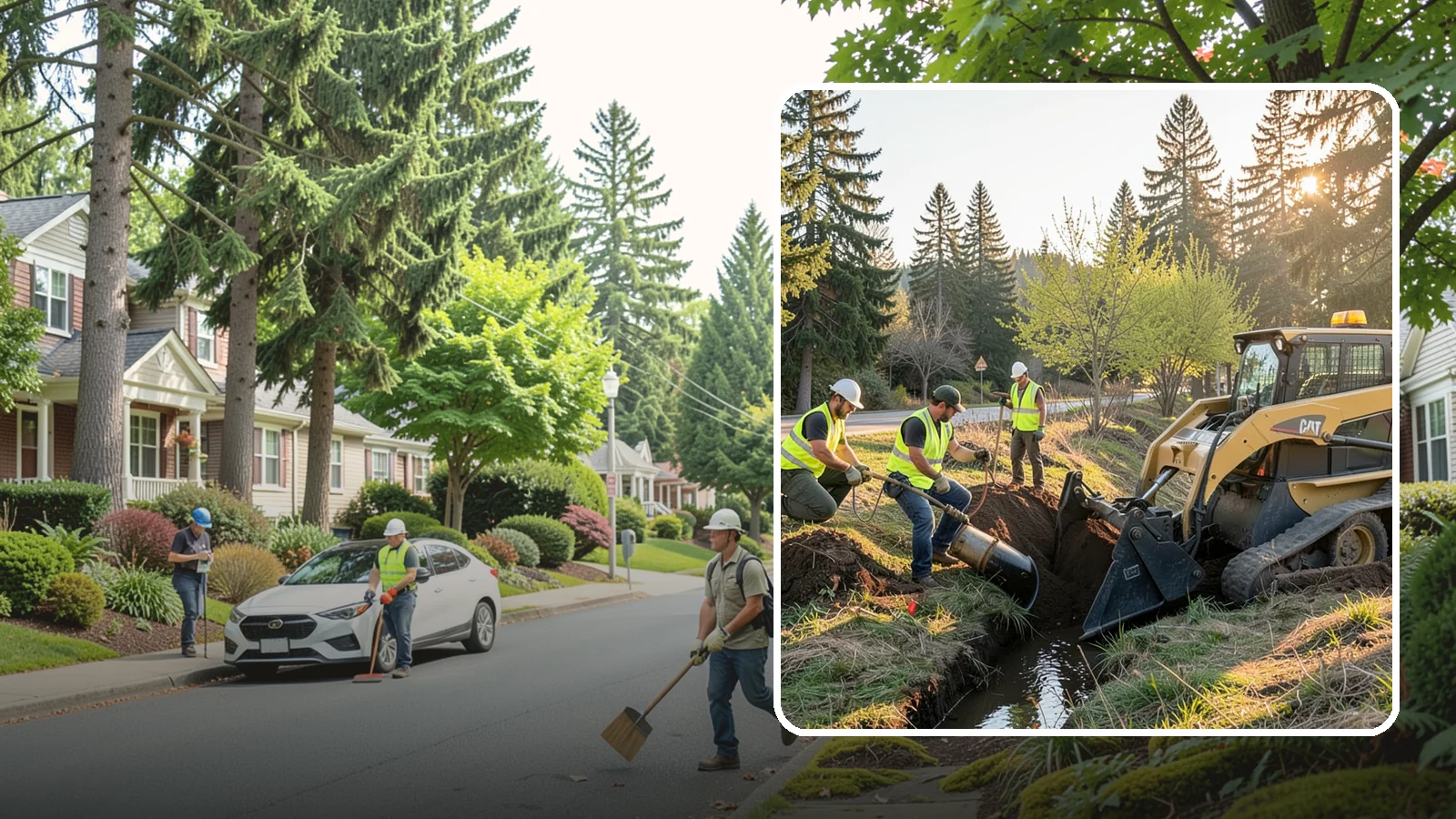 Ditch Maintenance in Beaux Arts Village, King County, WA - Ditch maintenance and reshaping that restores roadside and open channels to their designed drainage function.