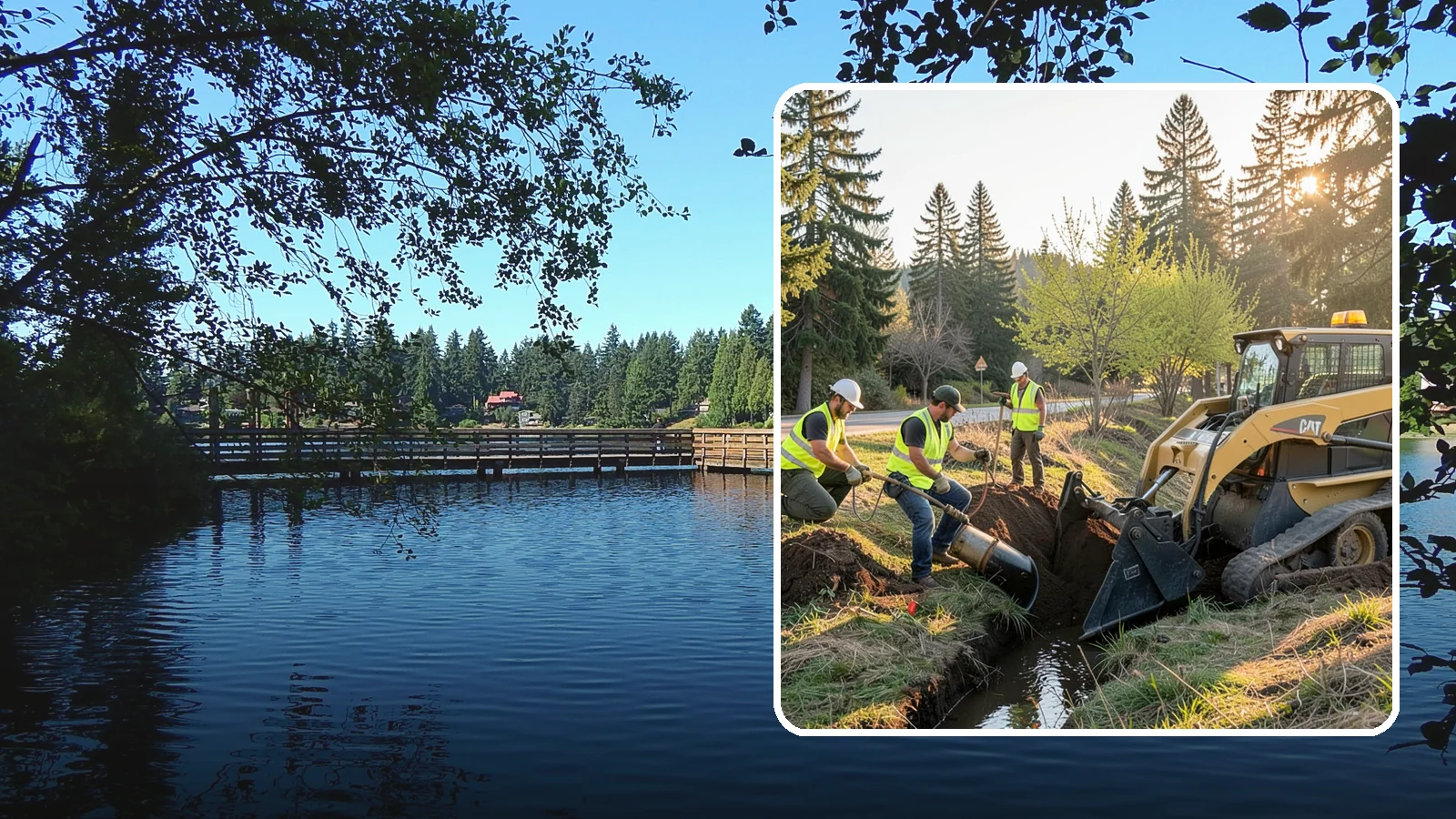 Ditch Maintenance in Federal Way, King County, WA - Ditch maintenance and reshaping that restores roadside and open channels to their designed drainage function.