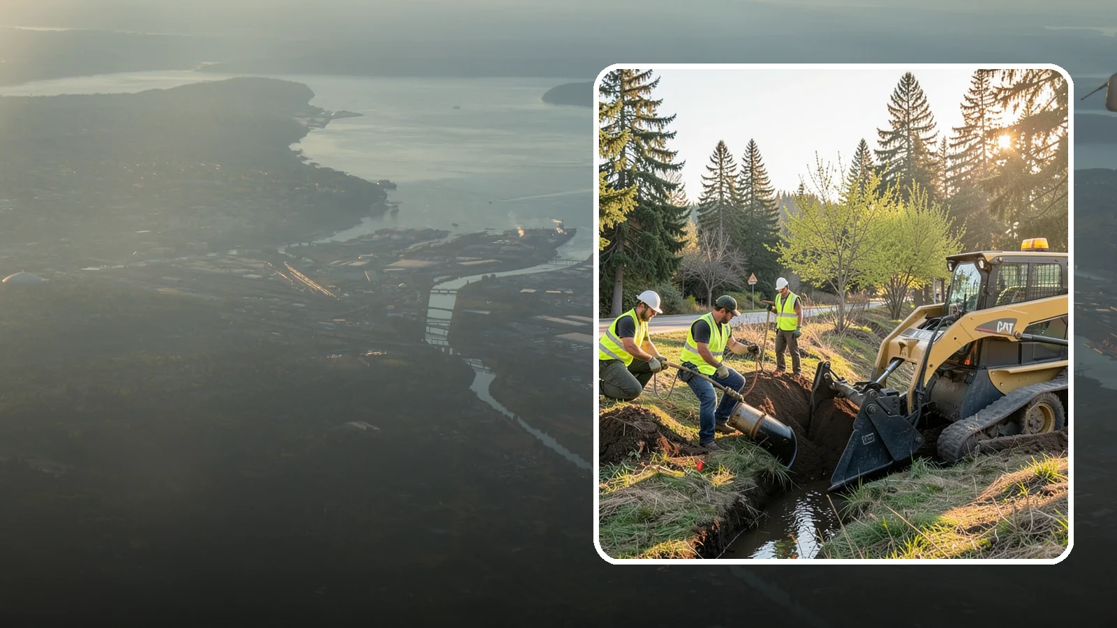 Ditch Maintenance in Fife, Pierce County, WA - Ditch maintenance and reshaping that restores roadside and open channels to their designed drainage function.