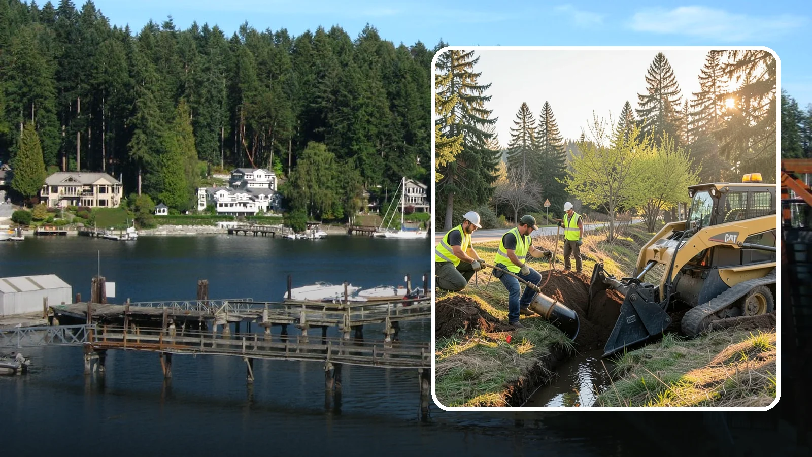 Ditch Maintenance in Gig Harbor, Pierce County, WA - Ditch maintenance and reshaping that restores roadside and open channels to their designed drainage function.