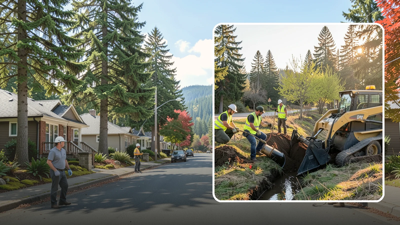 Ditch Maintenance in Hunts Point, King County, WA - Ditch maintenance and reshaping that restores roadside and open channels to their designed drainage function.