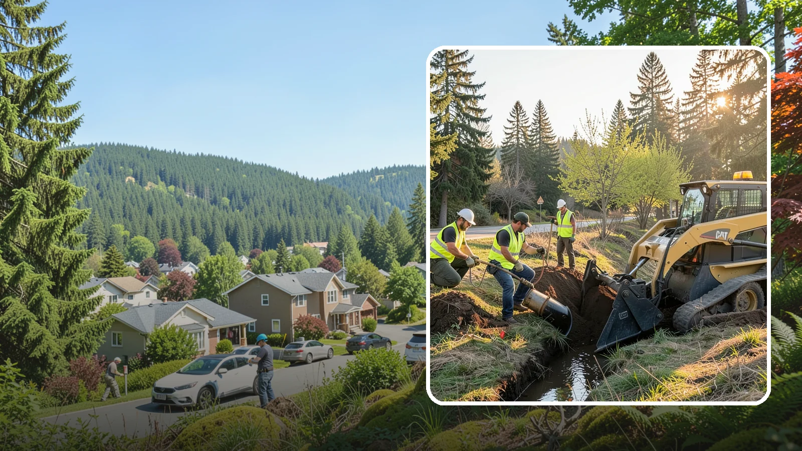 Ditch Maintenance in Index, Snohomish County, WA - Ditch maintenance and reshaping that restores roadside and open channels to their designed drainage function.