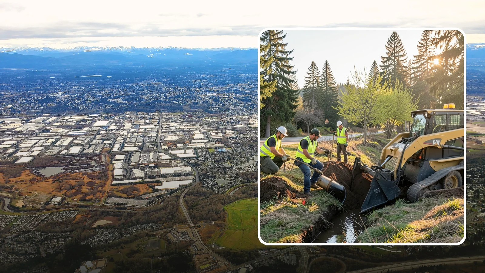Ditch Maintenance in Kent, King County, WA - Ditch maintenance and reshaping that restores roadside and open channels to their designed drainage function.