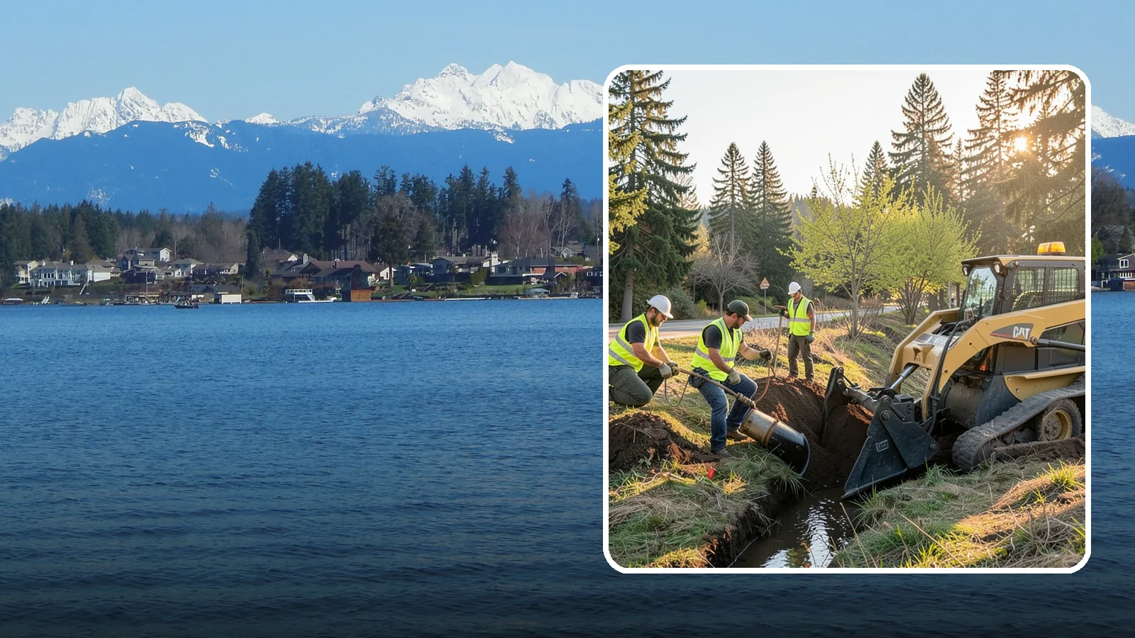 Ditch Maintenance in Lake Stevens, Snohomish County, WA - Ditch maintenance and reshaping that restores roadside and open channels to their designed drainage function.