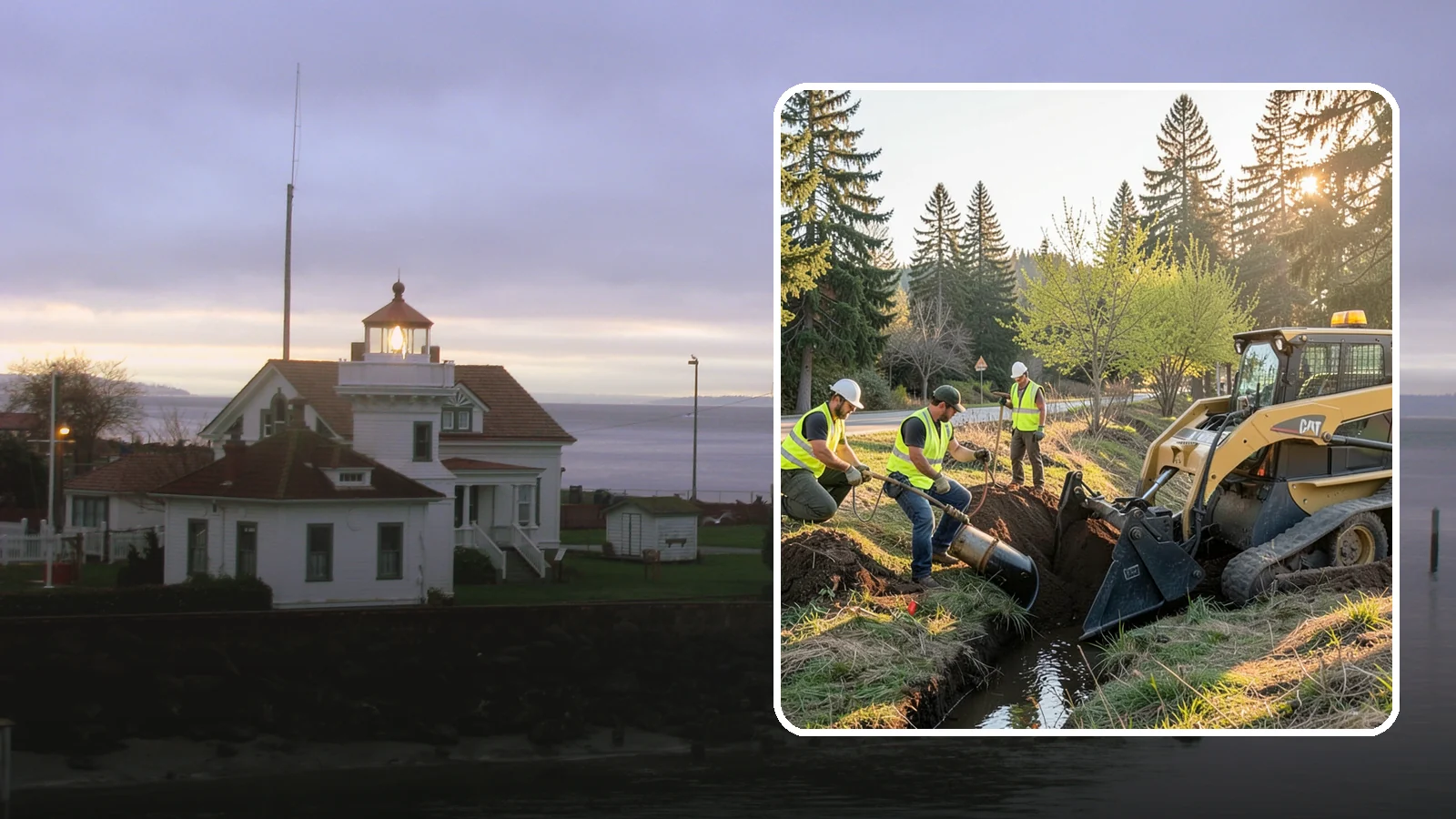 Ditch Maintenance in Mukilteo, Snohomish County, WA - Ditch maintenance and reshaping that restores roadside and open channels to their designed drainage function.