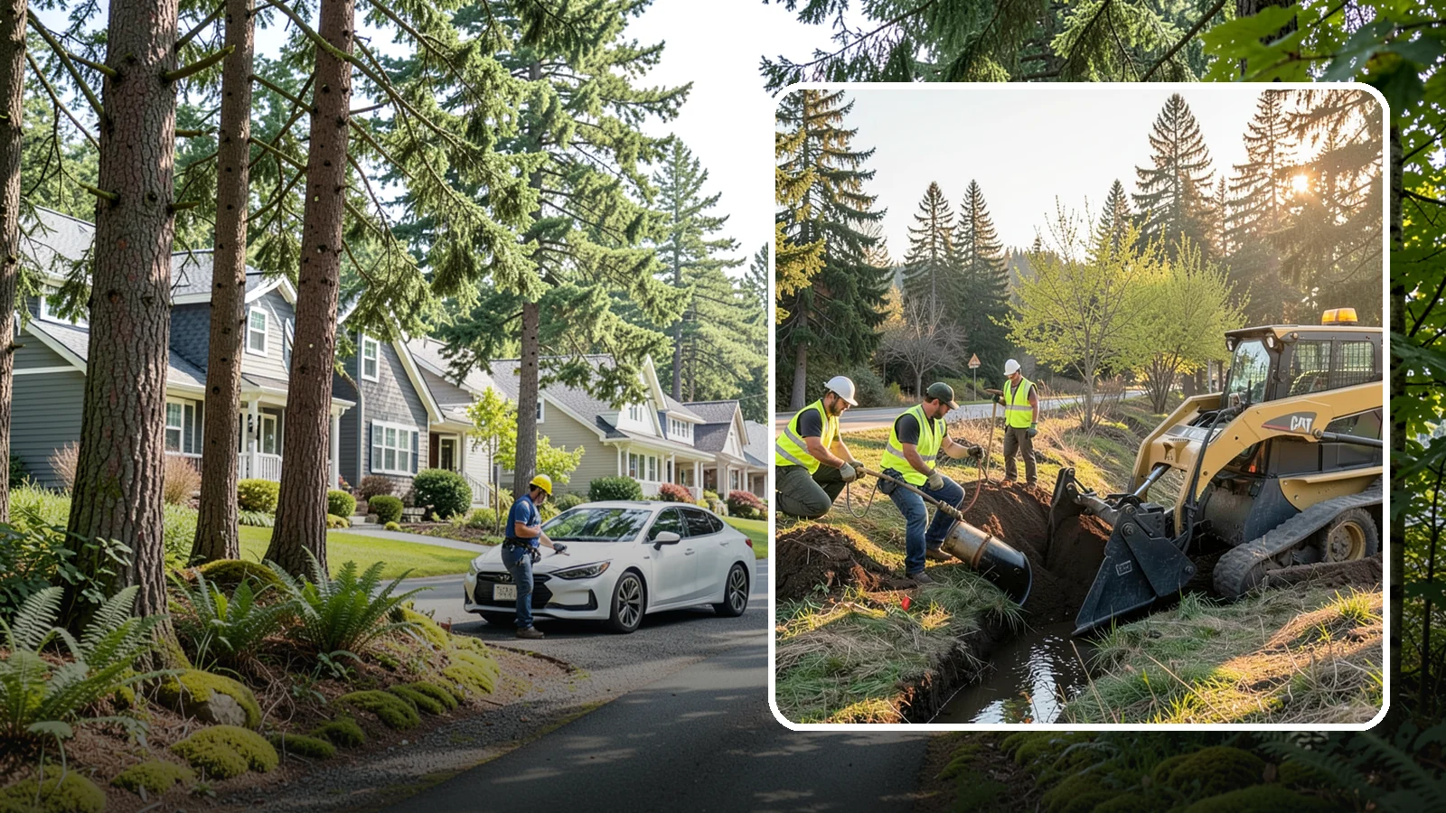Ditch Maintenance in Normandy Park, King County, WA - Ditch maintenance and reshaping that restores roadside and open channels to their designed drainage function.