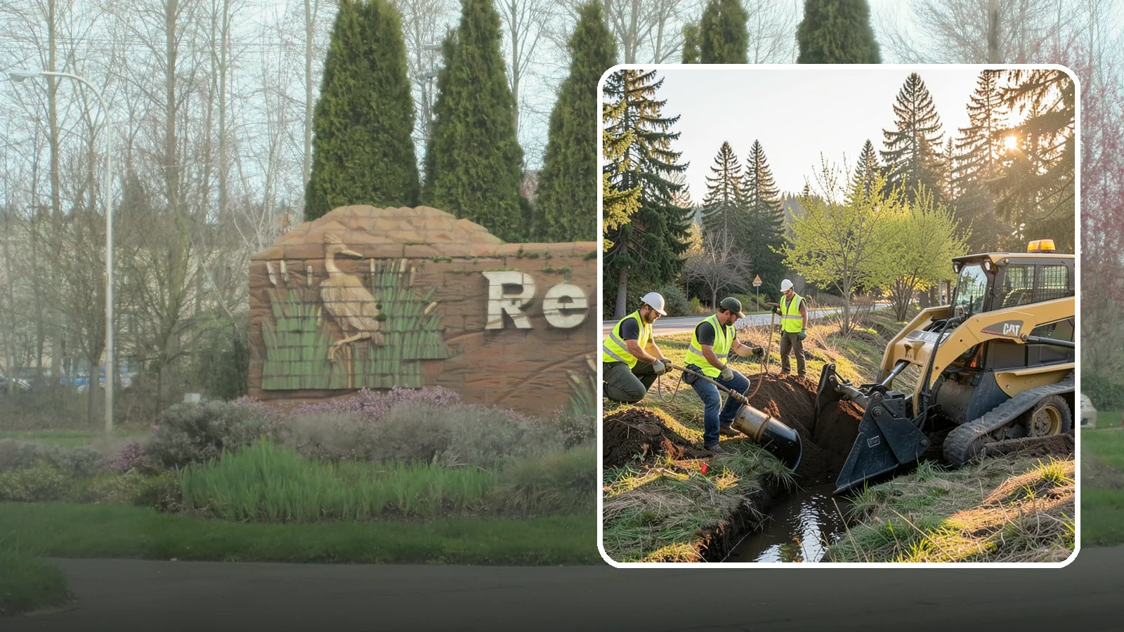Ditch Maintenance in Renton, King County, WA - Ditch maintenance and reshaping that restores roadside and open channels to their designed drainage function.