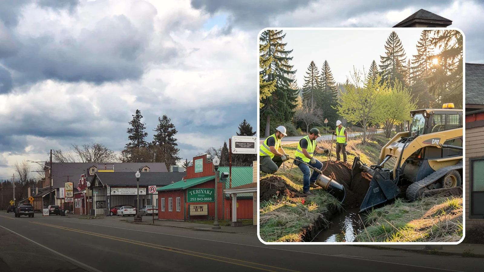 Ditch Maintenance in Roy, Pierce County, WA - Ditch maintenance and reshaping that restores roadside and open channels to their designed drainage function.