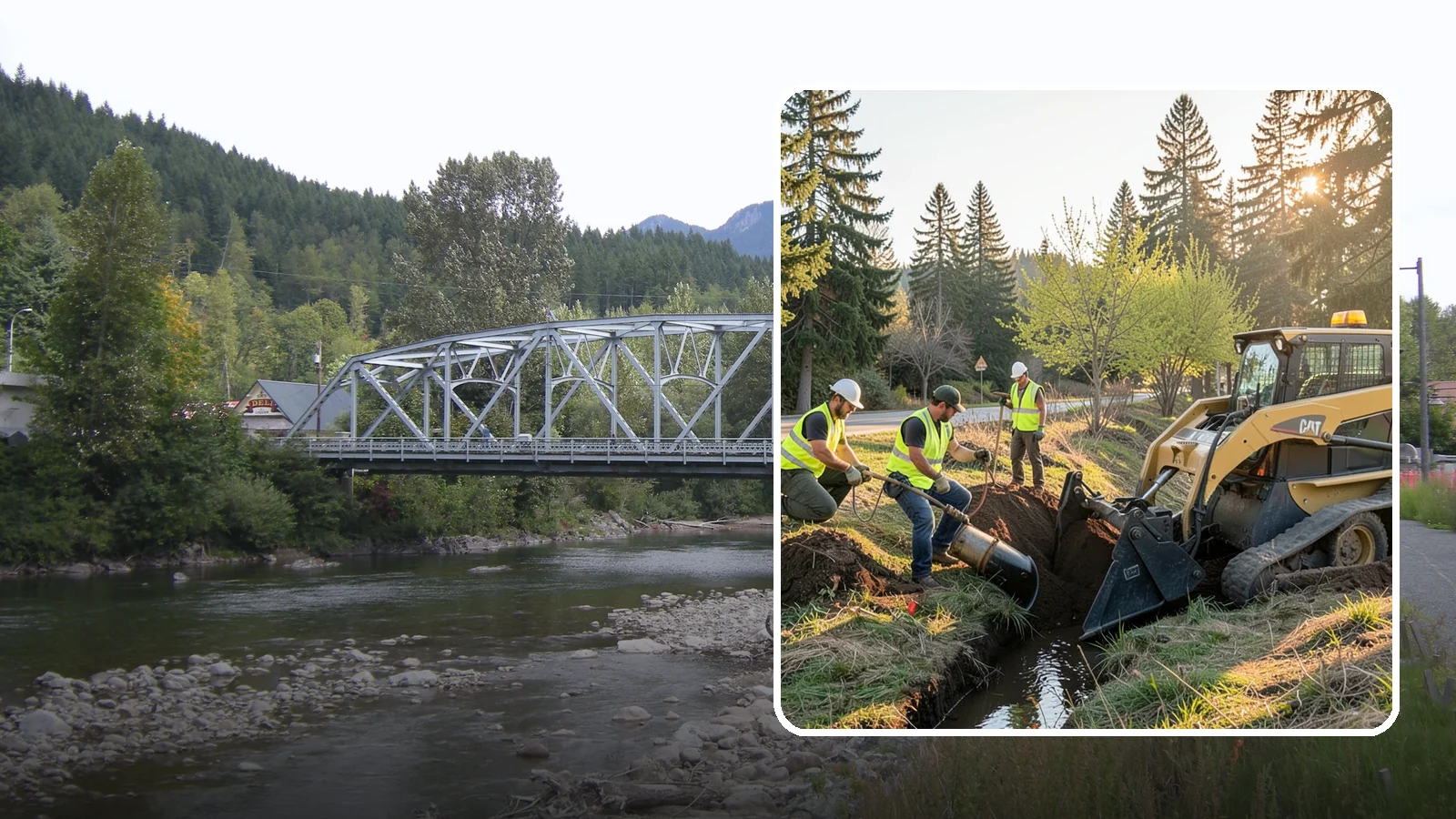 Ditch Maintenance in Skykomish, King County, WA - Ditch maintenance and reshaping that restores roadside and open channels to their designed drainage function.