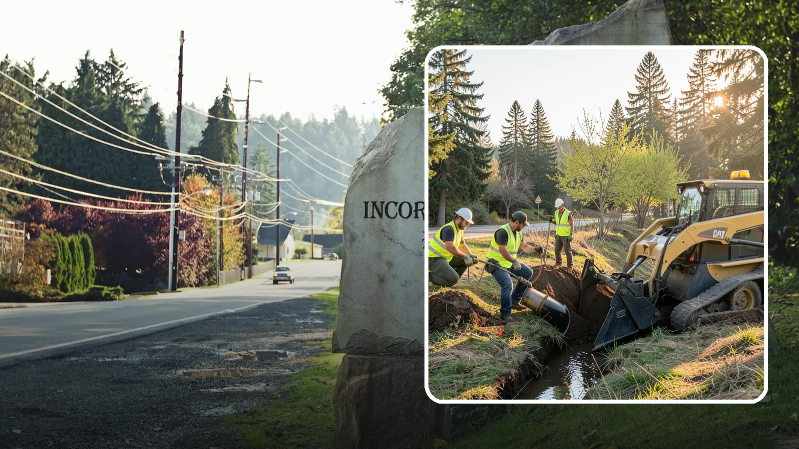 Ditch Maintenance in Wilkeson, Pierce County, WA - Ditch maintenance and reshaping that restores roadside and open channels to their designed drainage function.