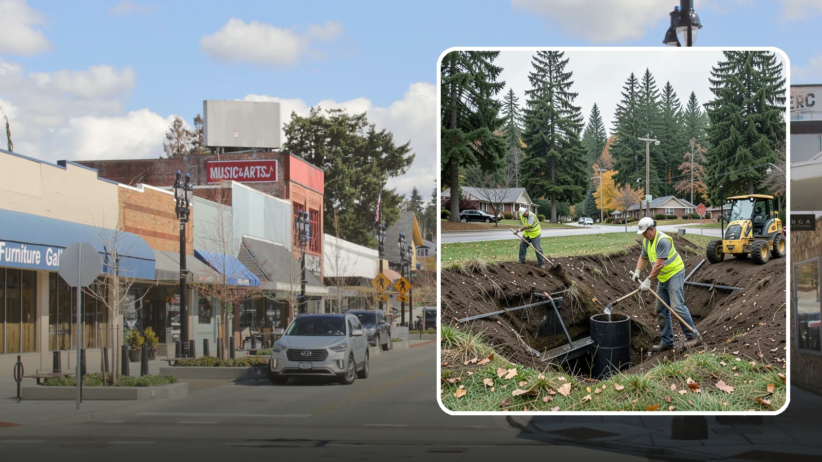 Ditch Mowing in Bothell, King County, WA - Roadside ditch mowing that keeps drainage channels flowing and vegetated for slope stability during wet-season runoff.