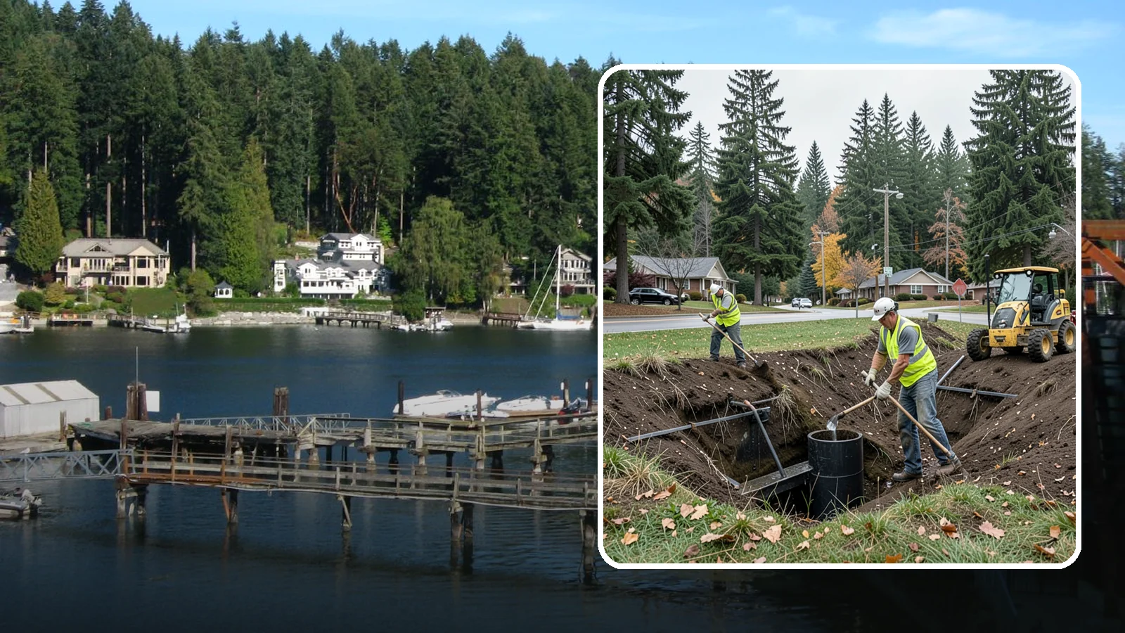 Ditch Mowing in Gig Harbor, Pierce County, WA - Roadside ditch mowing that keeps drainage channels flowing and vegetated for slope stability during wet-season runoff.