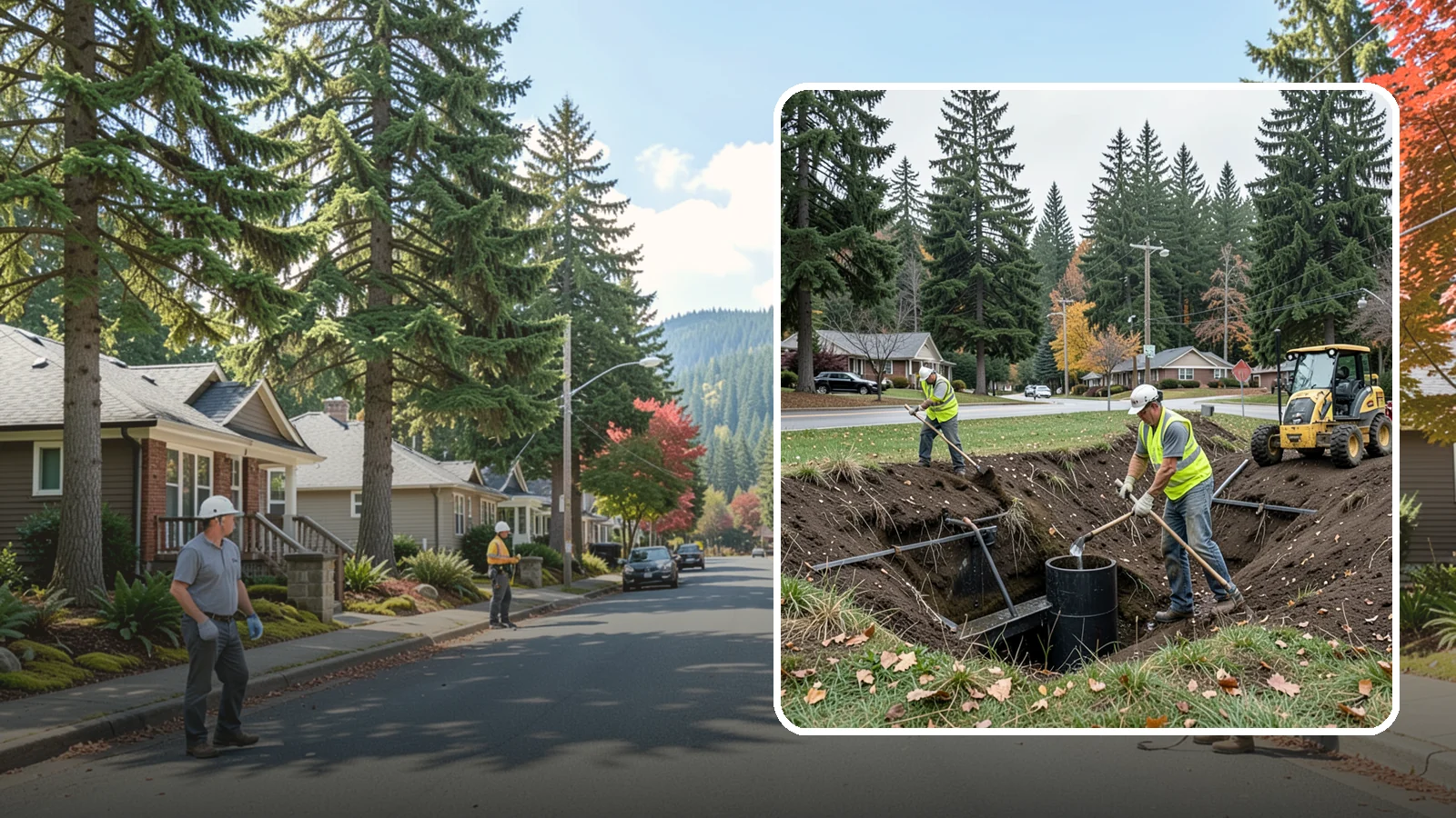Ditch Mowing in Hunts Point, King County, WA - Roadside ditch mowing that keeps drainage channels flowing and vegetated for slope stability during wet-season runoff.