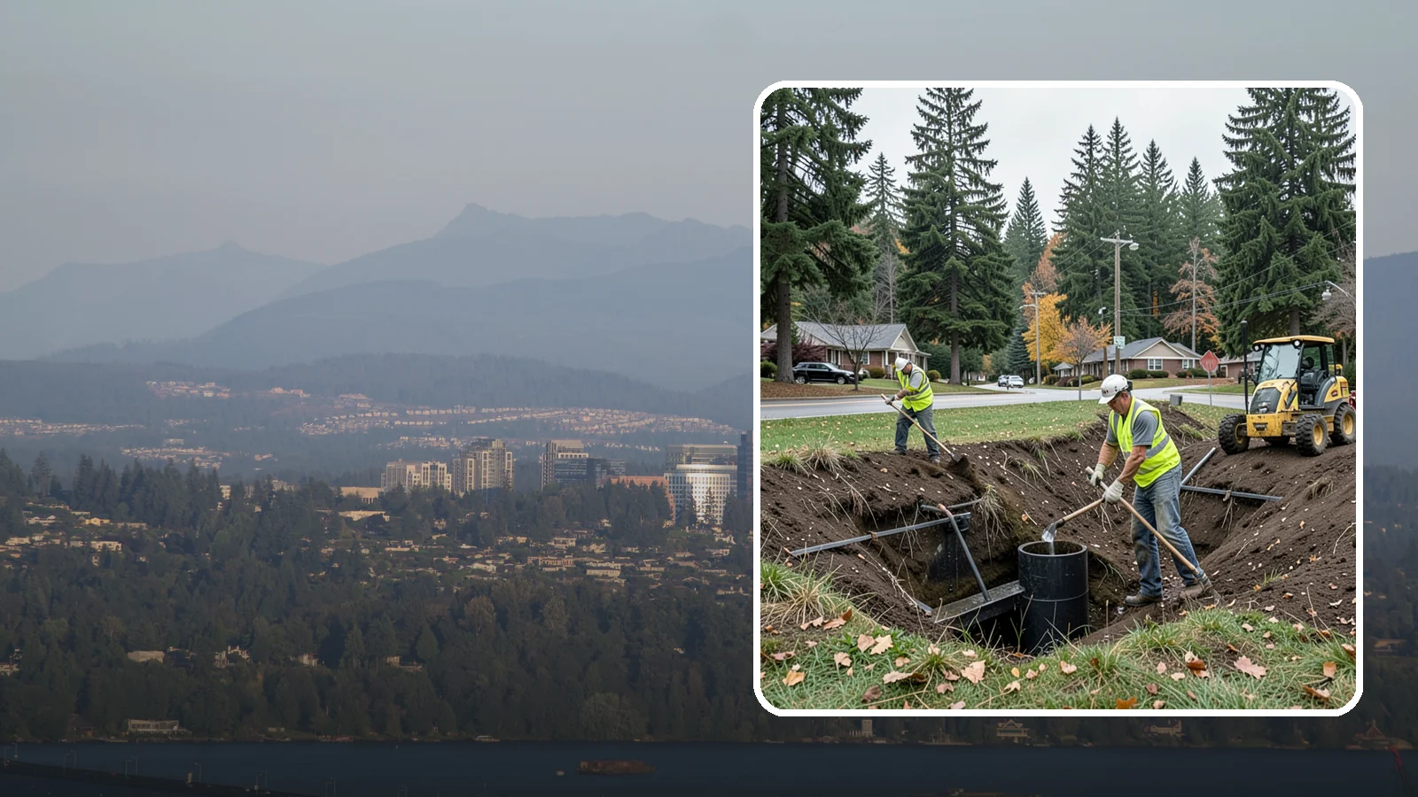 Ditch Mowing in Medina, King County, WA - Roadside ditch mowing that keeps drainage channels flowing and vegetated for slope stability during wet-season runoff.