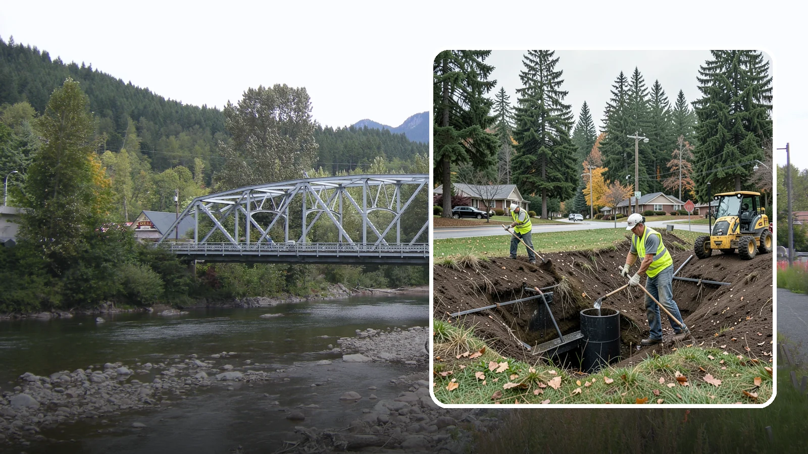 Ditch Mowing in Skykomish, King County, WA - Roadside ditch mowing that keeps drainage channels flowing and vegetated for slope stability during wet-season runoff.