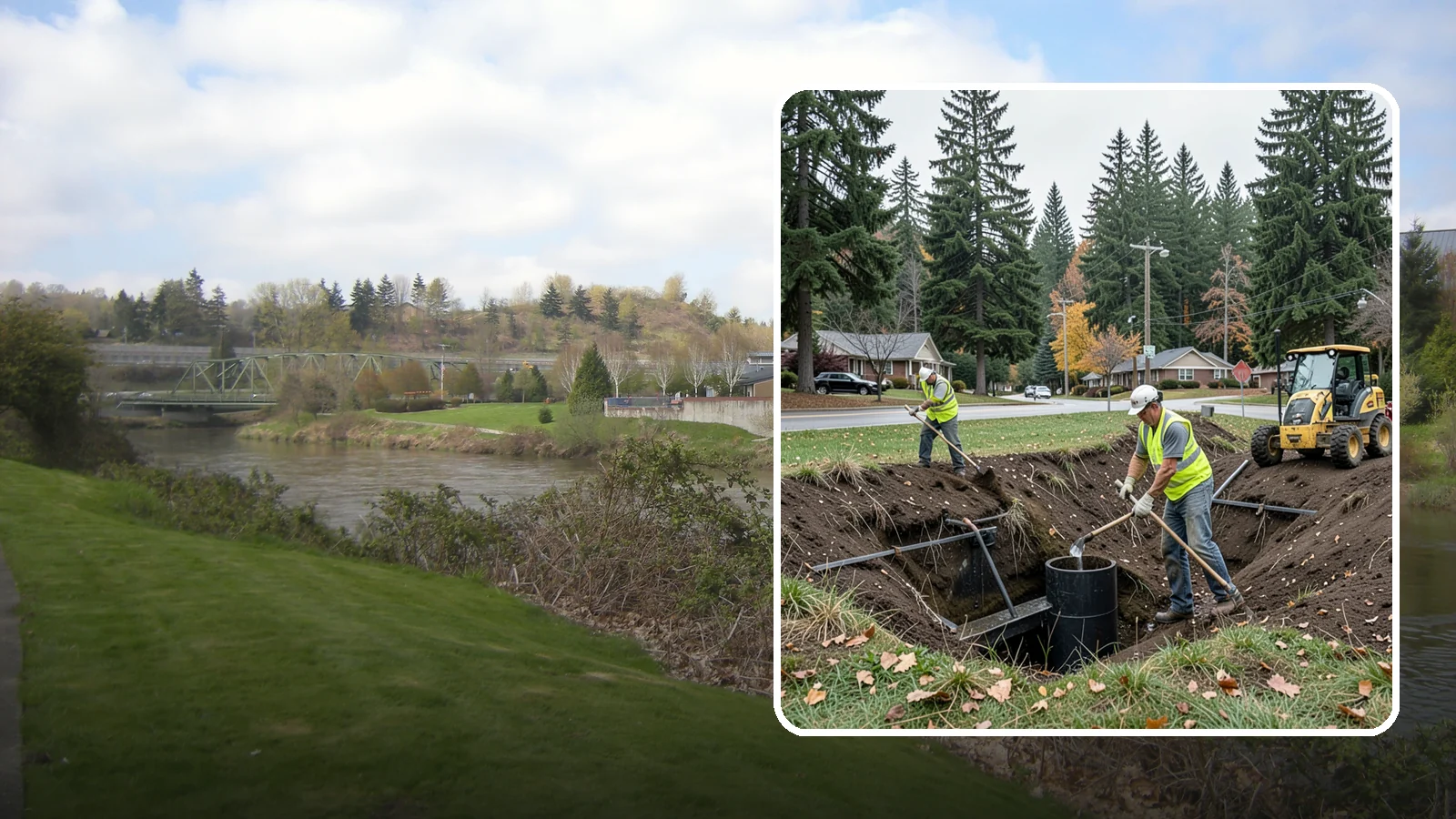Ditch Mowing in Tukwila, King County, WA - Roadside ditch mowing that keeps drainage channels flowing and vegetated for slope stability during wet-season runoff.