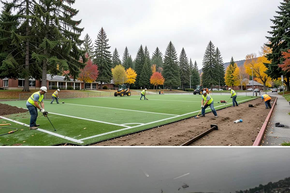 Dog Park Maintenance in Des Moines, King County, WA - Surfacing and drainage work intensifies through the wet season, while waste service stays constant year-round.