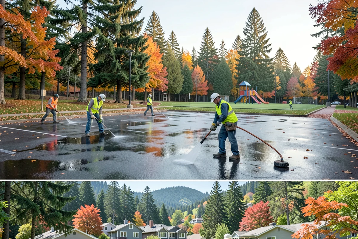 Dog Park Maintenance in Fircrest, Pierce County, WA - Surfacing and drainage work intensifies through the wet season, while waste service stays constant year-round.