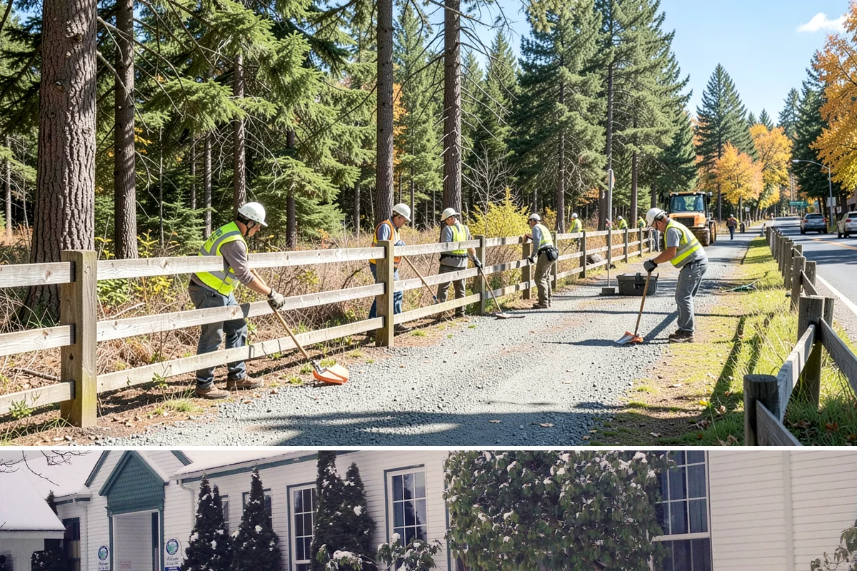 Dog Park Maintenance in Pacific, King County, WA - Surfacing and drainage work intensifies through the wet season, while waste service stays constant year-round.