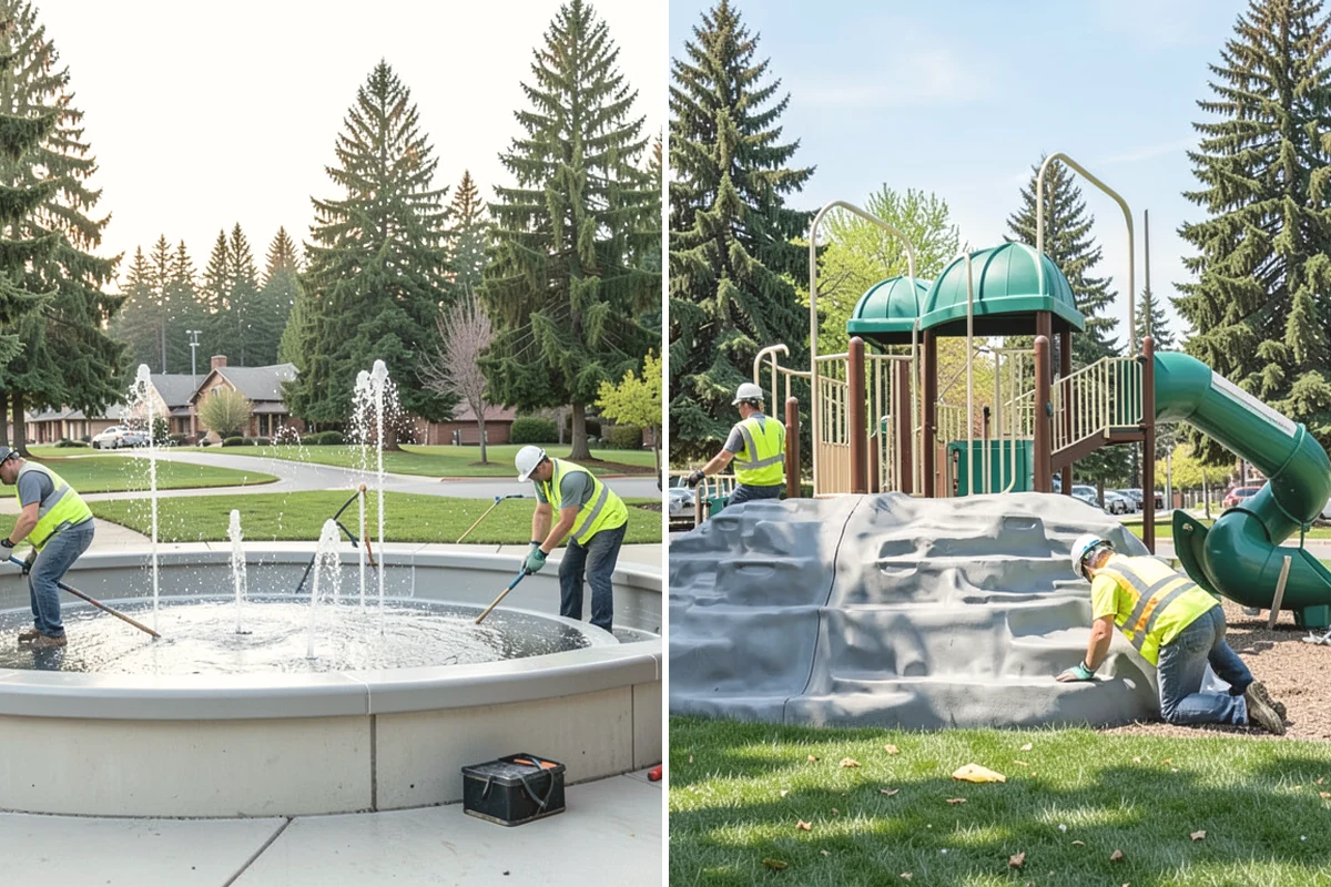 Dog Park Maintenance in Ruston, Pierce County, WA - Inspect surfacing, fencing, gates, and amenities on each visit