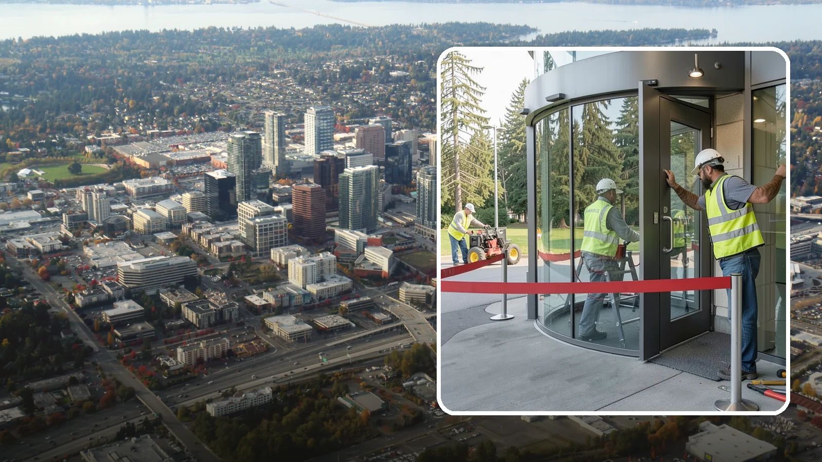 Door Repairs in Bellevue, King County, WA - Repair of exterior doors and hardware to maintain secure, accessible entrances at public buildings.
