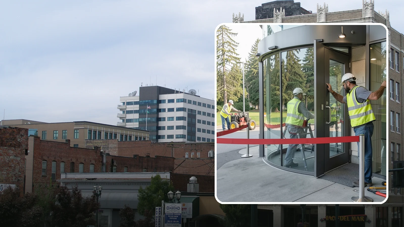 Door Repairs in Everett, Snohomish County, WA - Repair of exterior doors and hardware to maintain secure, accessible entrances at public buildings.