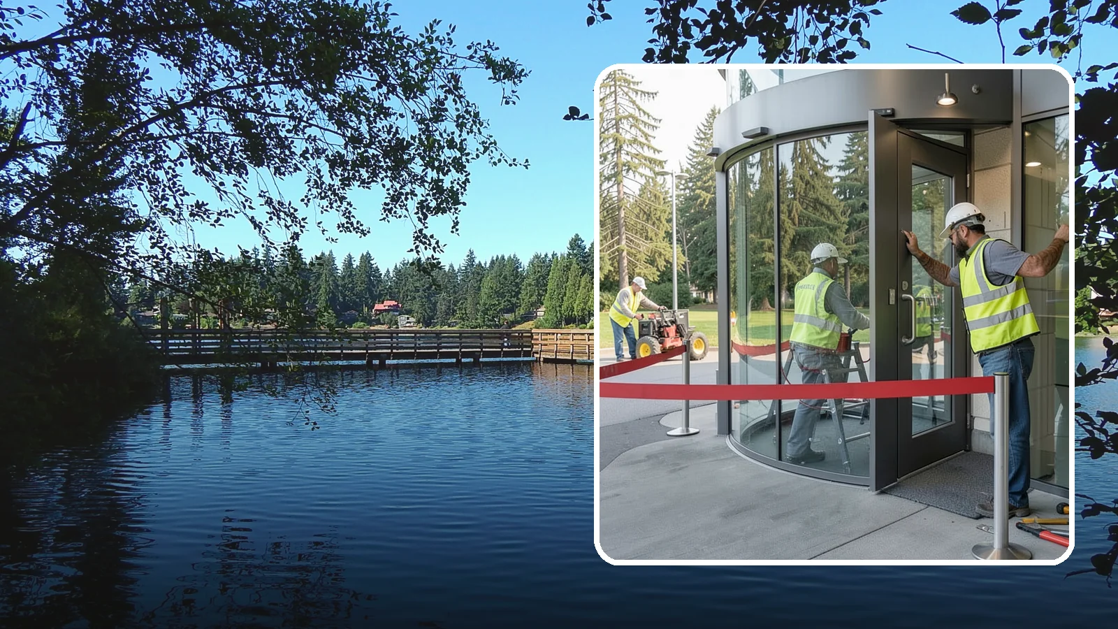 Door Repairs in Federal Way, King County, WA - Repair of exterior doors and hardware to maintain secure, accessible entrances at public buildings.