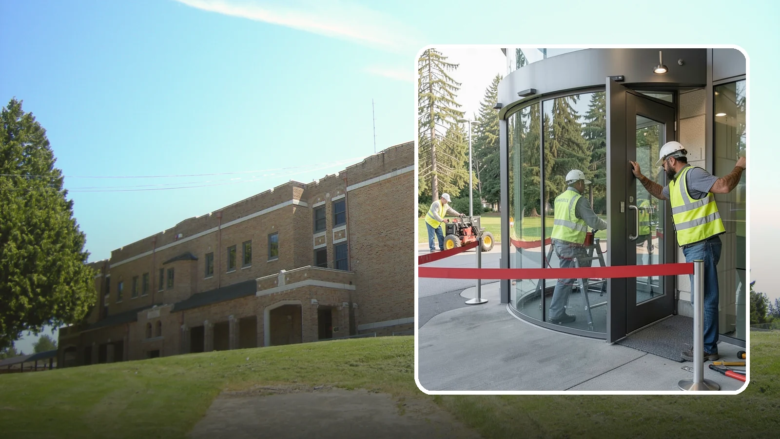 Door Repairs in Maple Valley, King County, WA - Repair of exterior doors and hardware to maintain secure, accessible entrances at public buildings.