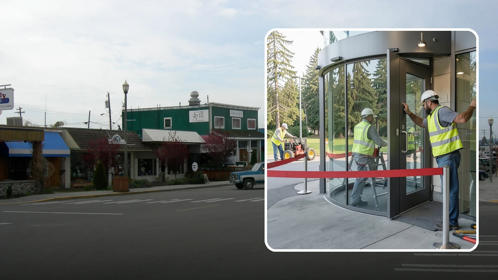 Door Repairs in Stanwood, Snohomish County, WA - Repair of exterior doors and hardware to maintain secure, accessible entrances at public buildings.