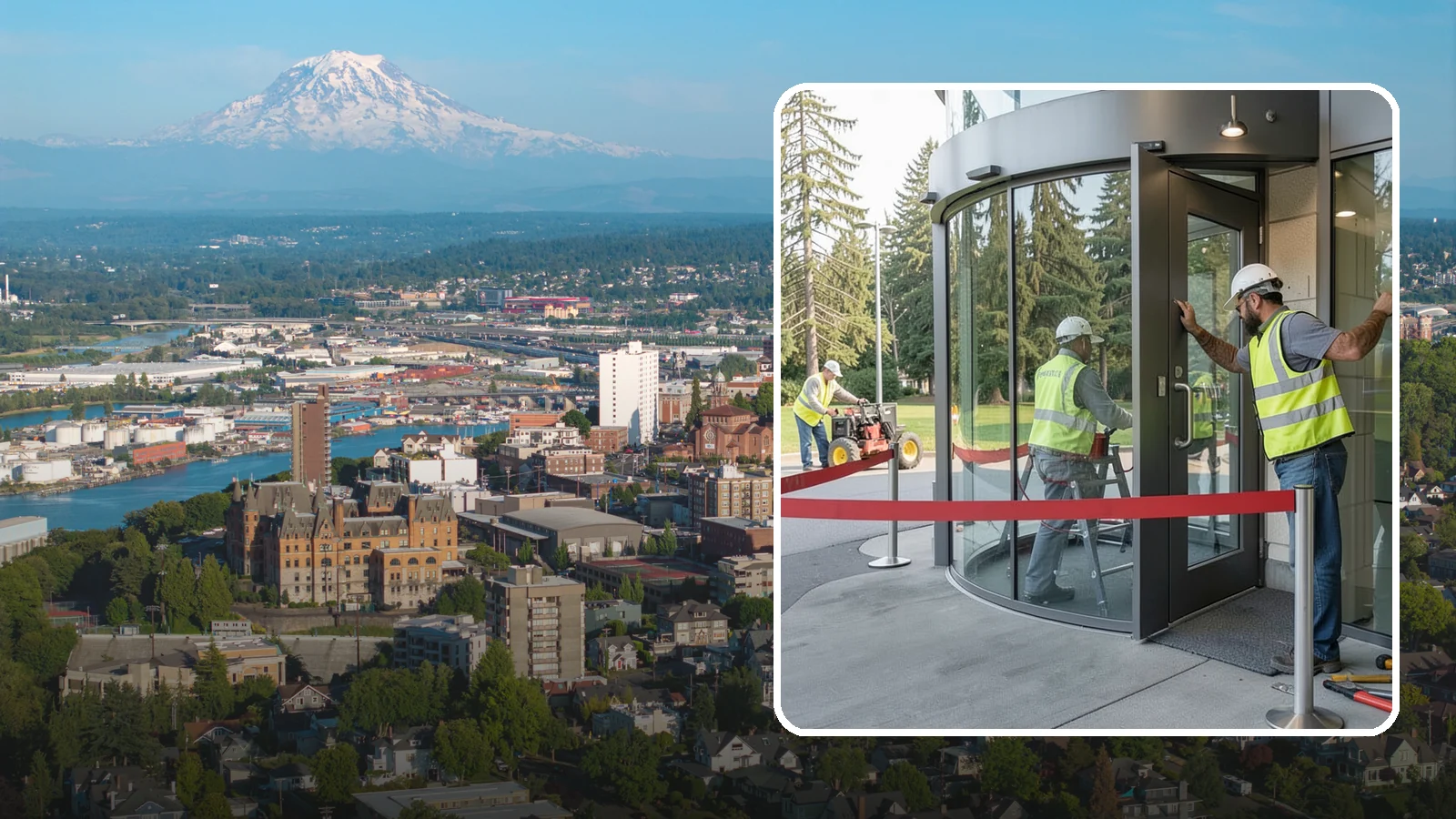 Door Repairs in Tacoma, Pierce County, WA - Repair of exterior doors and hardware to maintain secure, accessible entrances at public buildings.