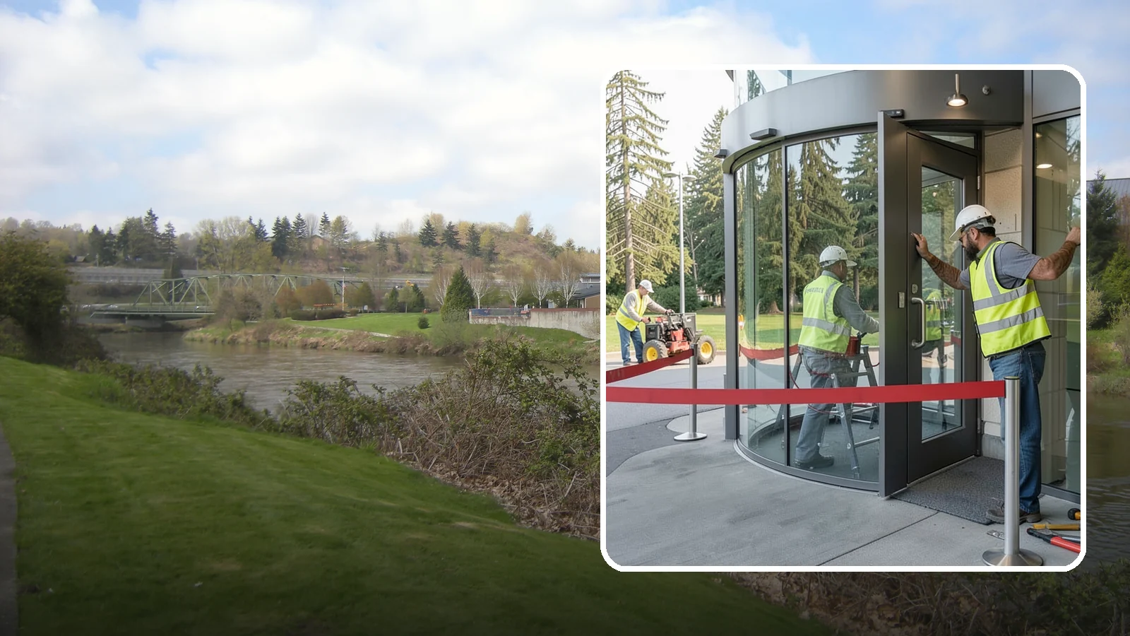 Door Repairs in Tukwila, King County, WA - Repair of exterior doors and hardware to maintain secure, accessible entrances at public buildings.