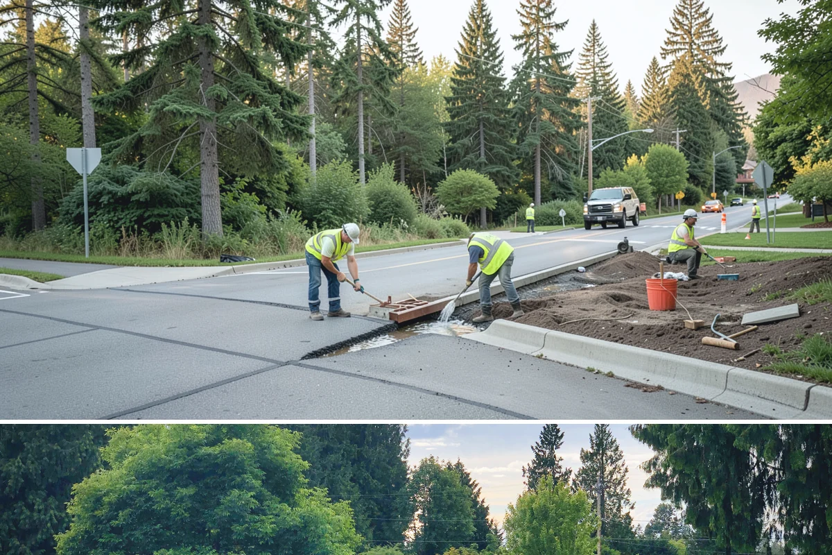 Drainage Improvements in Bonney Lake, Pierce County, WA - Drainage construction is scheduled in the dry season to manage excavation and erosion, with completion targeted before the fall...