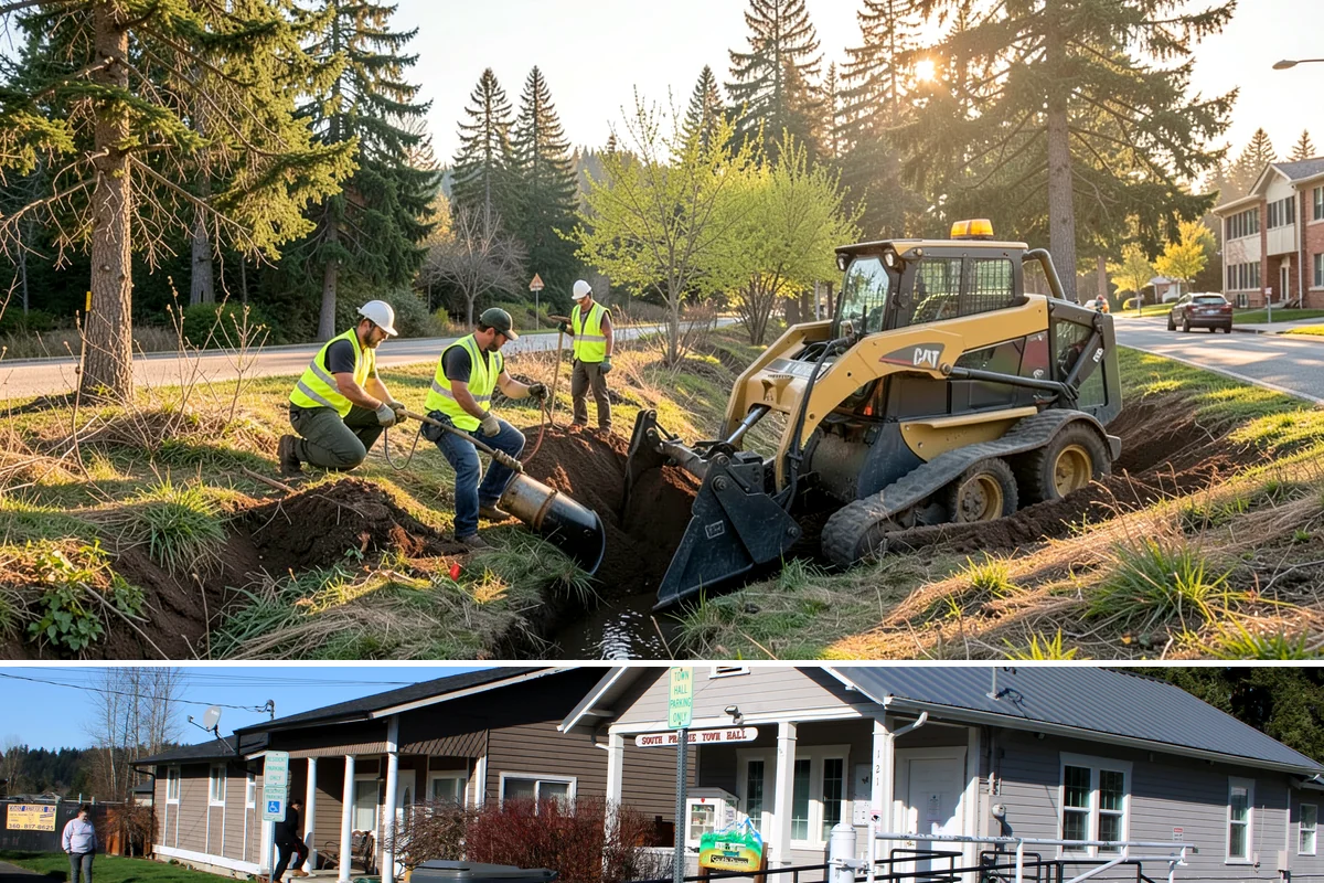 Drainage Improvements in South Prairie, Pierce County, WA - Drainage construction is scheduled in the dry season to manage excavation and erosion, with completion targeted before the fall...