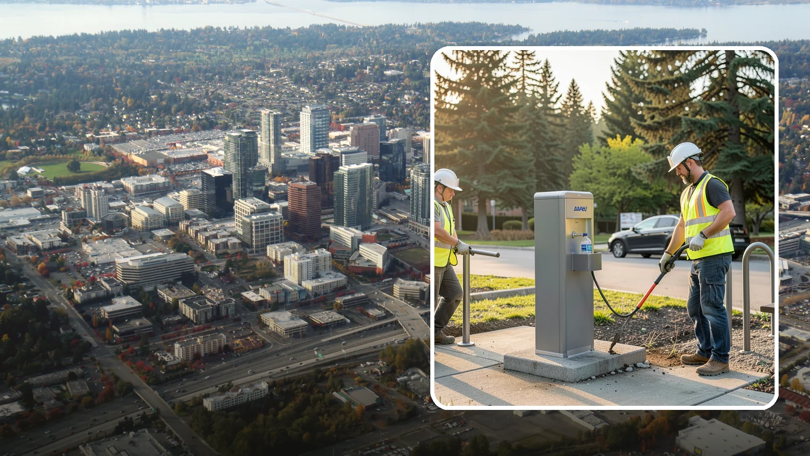 Drinking Fountain Installation in Bellevue, King County, WA - We install ADA-accessible drinking fountains with bottle fillers and, where needed, freeze protection.