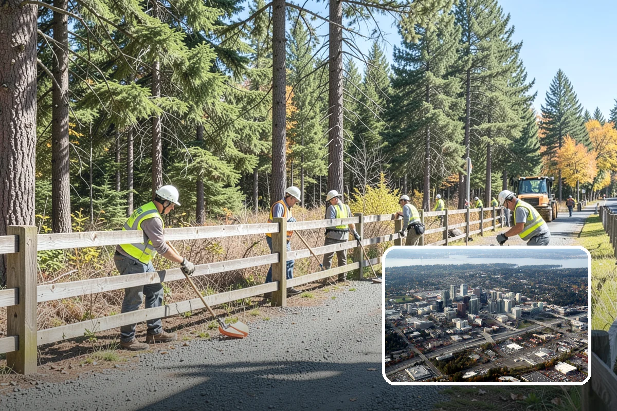 Drinking Fountain Installation in Bellevue, King County, WA - ADA hi-lo and bottle-filler compliance for public access