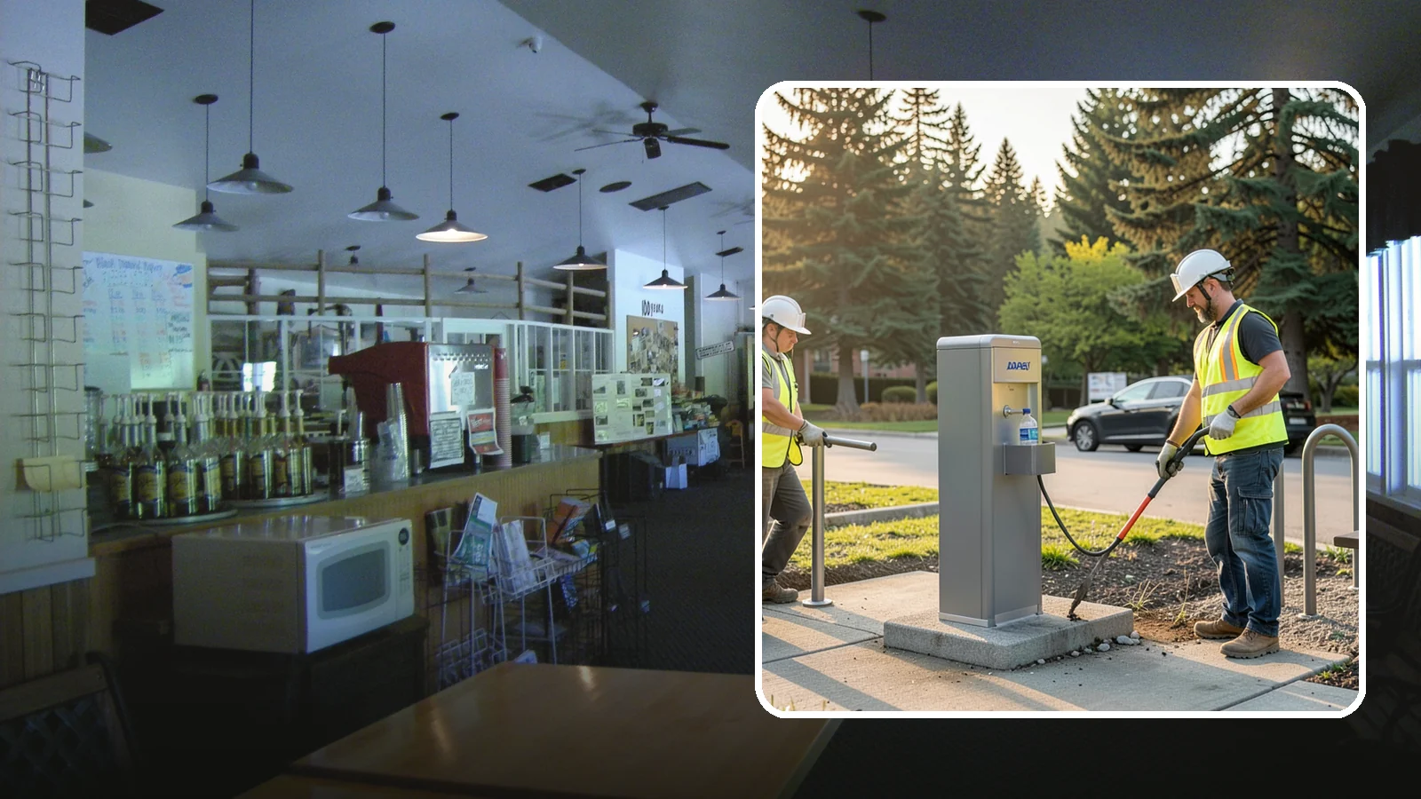 Drinking Fountain Installation in Black Diamond, King County, WA - We install ADA-accessible drinking fountains with bottle fillers and, where needed, freeze protection.