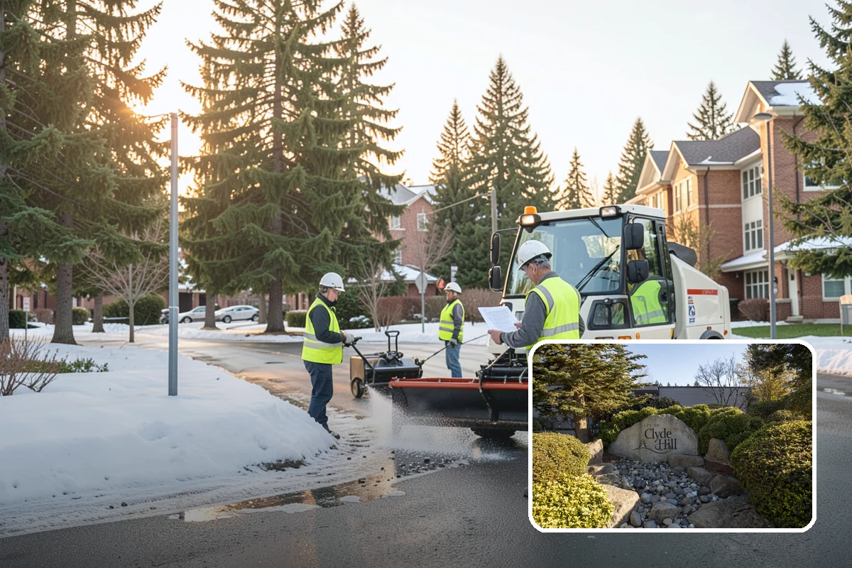 Drinking Fountain Installation in Clyde Hill, King County, WA - ADA hi-lo and bottle-filler compliance for public access