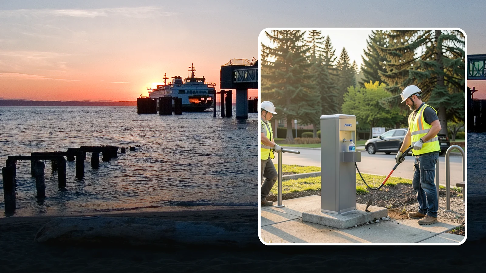 Drinking Fountain Installation in Edmonds, Snohomish County, WA - We install ADA-accessible drinking fountains with bottle fillers and, where needed, freeze protection.