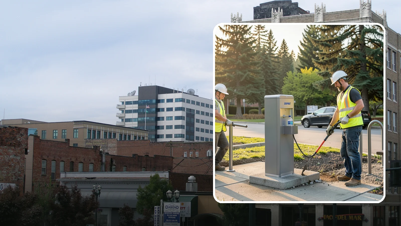 Drinking Fountain Installation in Everett, Snohomish County, WA - We install ADA-accessible drinking fountains with bottle fillers and, where needed, freeze protection.